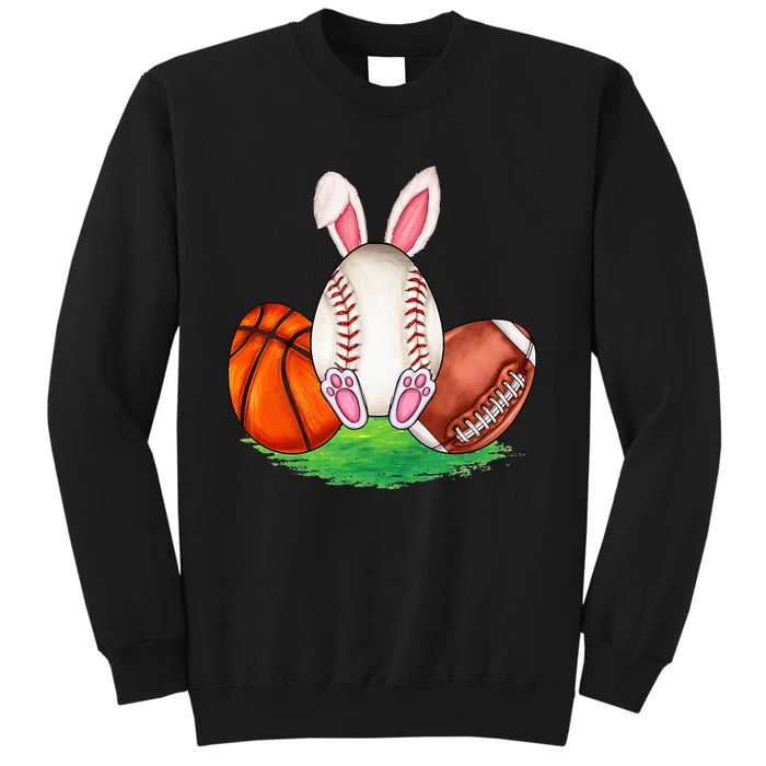 Basketball Baseball Football Sports Easter Day Rabbits Tall Sweatshirt