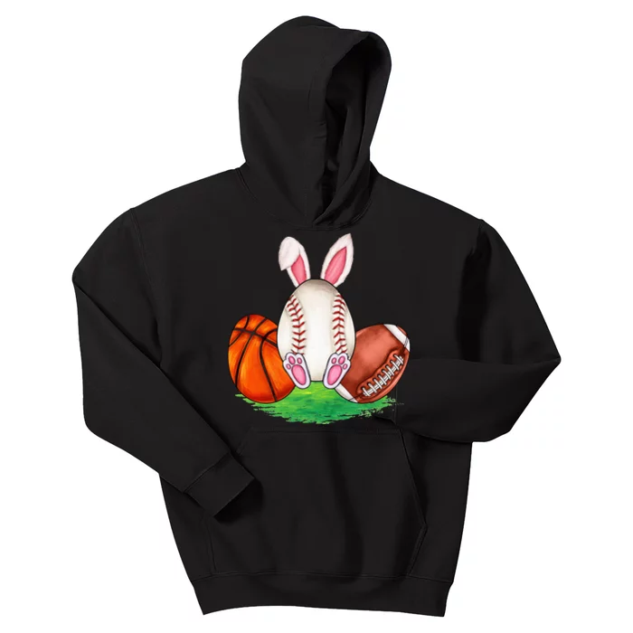 Basketball Baseball Football Sports Easter Day Rabbits Kids Hoodie