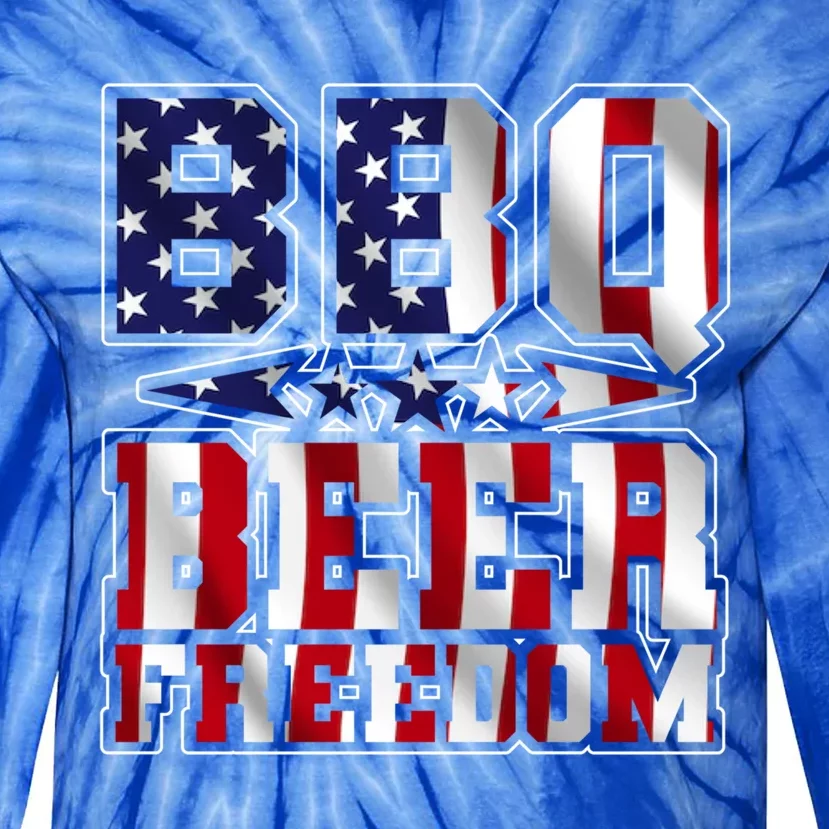 Bbq Beer Freedom Gift Tie-Dye Long Sleeve Shirt