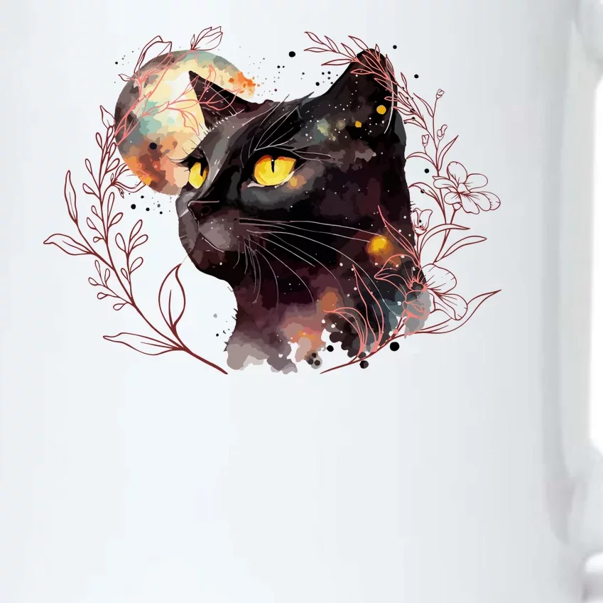 Beautiful Boho Floral Cat Black Color Changing Mug