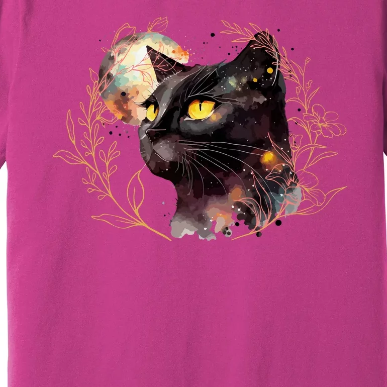 Beautiful Boho Floral Cat Premium T-Shirt