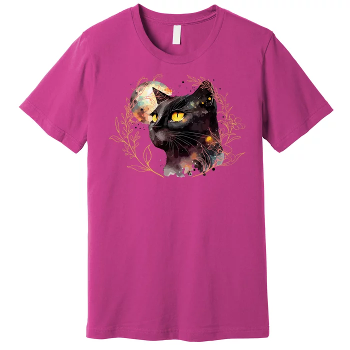 Beautiful Boho Floral Cat Premium T-Shirt