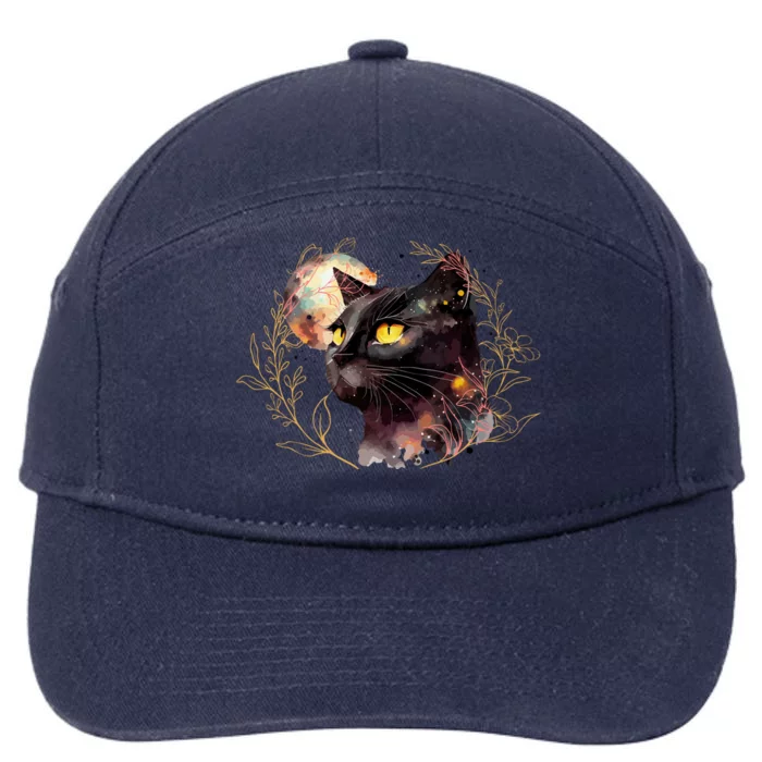 Beautiful Boho Floral Cat 7-Panel Snapback Hat