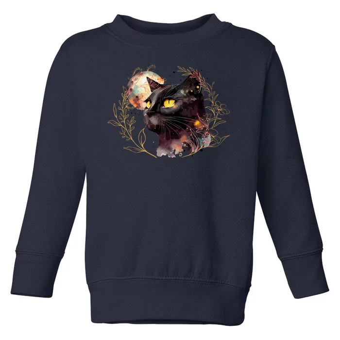 Beautiful Boho Floral Cat Toddler Sweatshirt