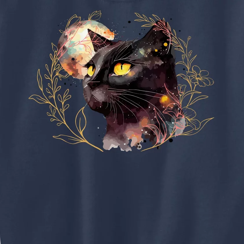 Beautiful Boho Floral Cat Kids Sweatshirt