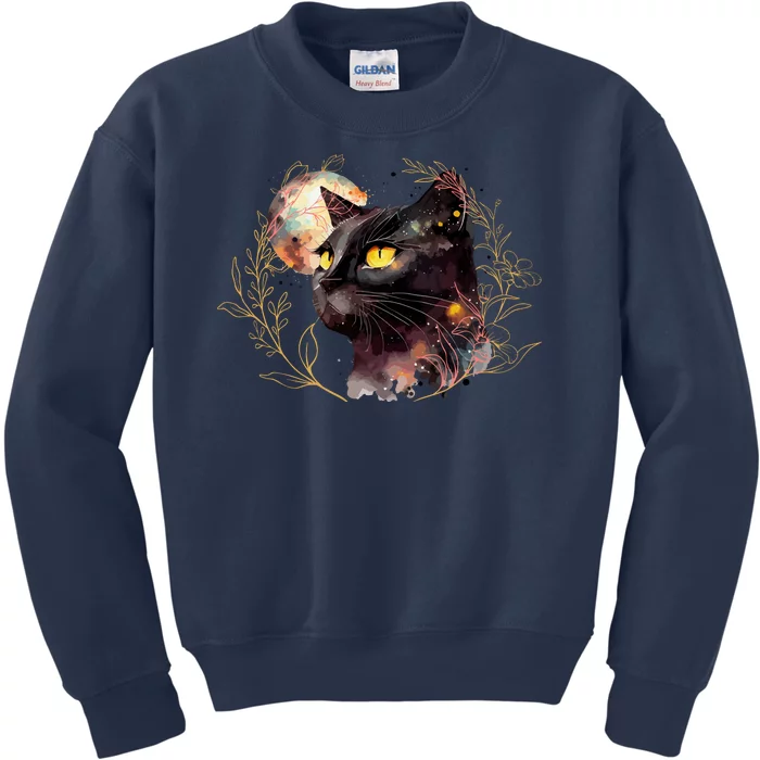 Beautiful Boho Floral Cat Kids Sweatshirt