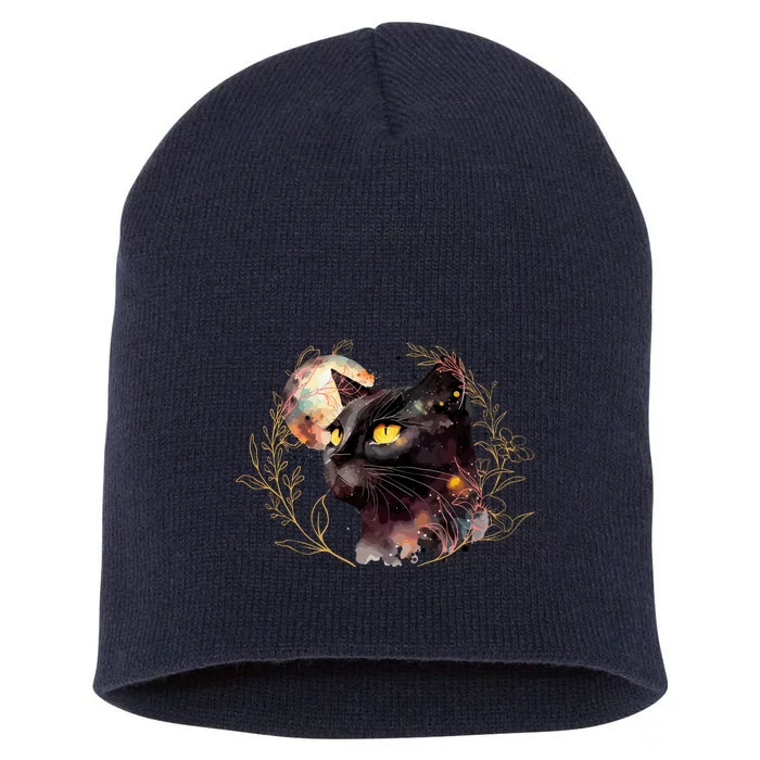 Beautiful Boho Floral Cat Short Acrylic Beanie