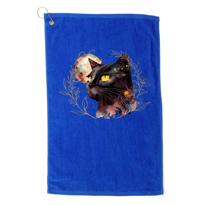 Beautiful Boho Floral Cat Platinum Collection Golf Towel