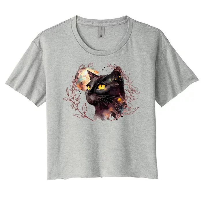 Beautiful Boho Floral Cat Women's Crop Top Tee