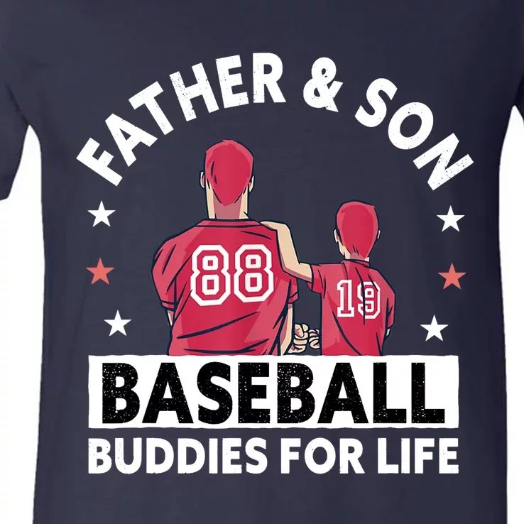 Baseball Buddies For Life - Father & Son Baseball V-Neck T-Shirt