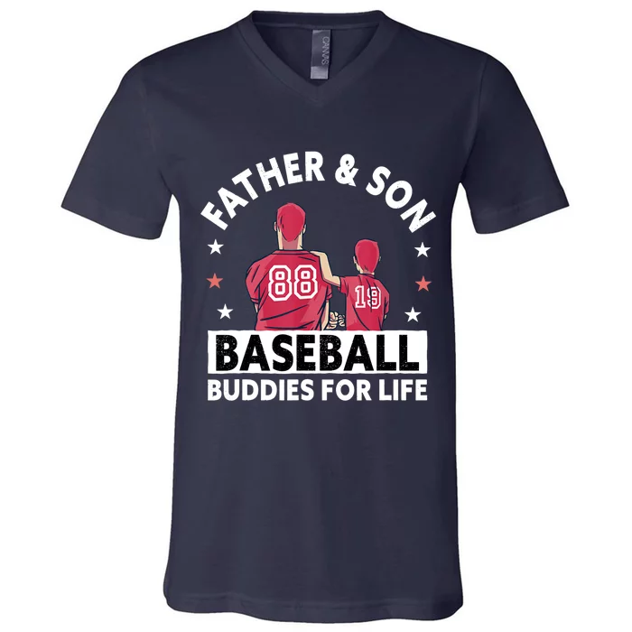 Baseball Buddies For Life - Father & Son Baseball V-Neck T-Shirt