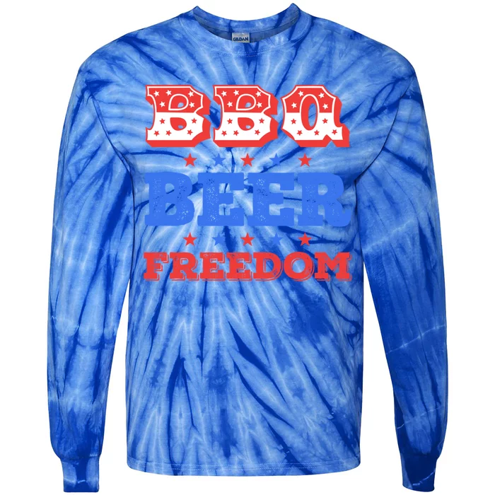 Bbq Beer Freedom Usa Patriotic 4th Of July Cute Gift Tie-Dye Long Sleeve Shirt