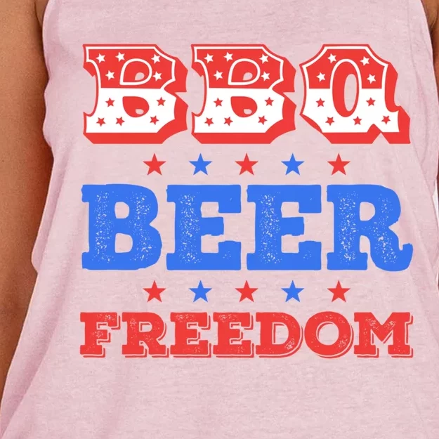 Bbq Beer Freedom Usa Patriotic 4th Of July Cute Gift Women's Knotted Racerback Tank