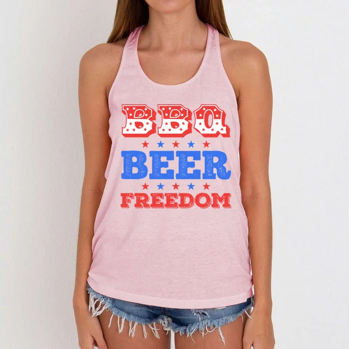 Bbq Beer Freedom Usa Patriotic 4th Of July Cute Gift Women's Knotted Racerback Tank