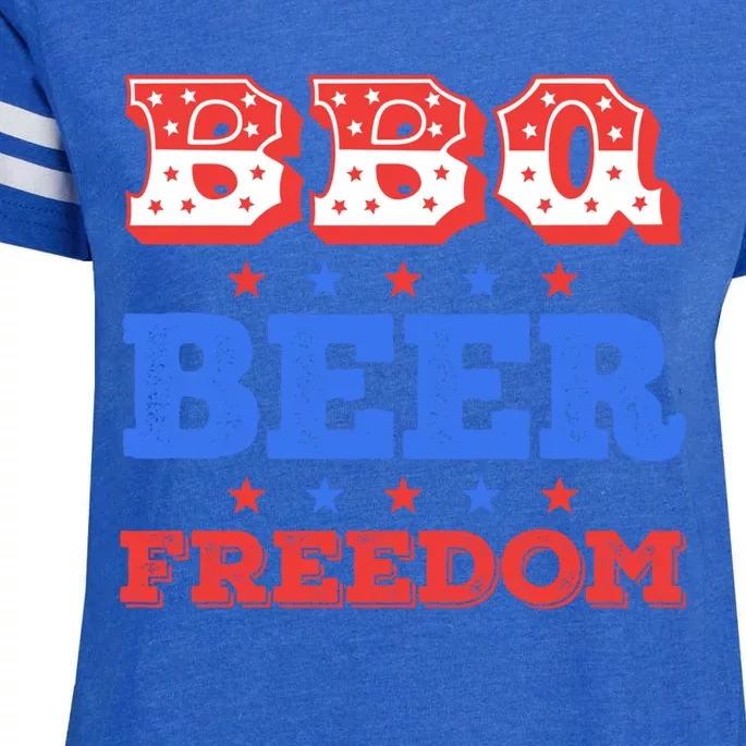 Bbq Beer Freedom Usa Patriotic 4th Of July Cute Gift Enza Ladies Jersey Football T-Shirt