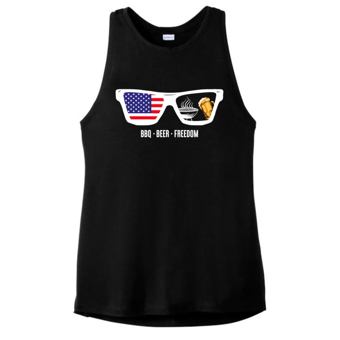 Bbq Beer Freedom Gift Ladies Tri-Blend Wicking Tank