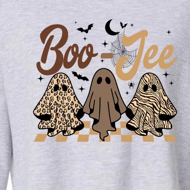 Boujee BooJee Fall Retro Halloween Ghost Spooky Vibes Gift Cropped Pullover Crew