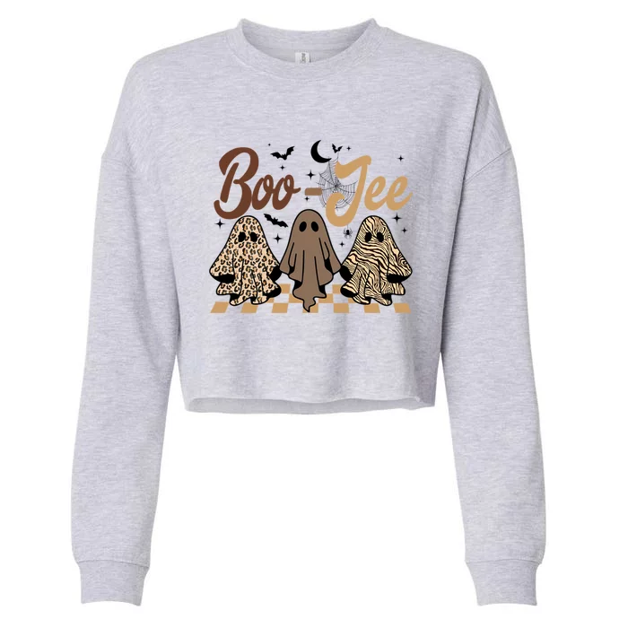 Boujee BooJee Fall Retro Halloween Ghost Spooky Vibes Gift Cropped Pullover Crew