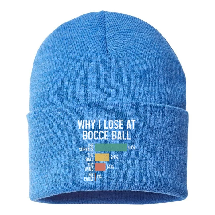 Bocce Ball Funny Why I Lose At Bocce Ball Vintage Cute Gift Sustainable Knit Beanie