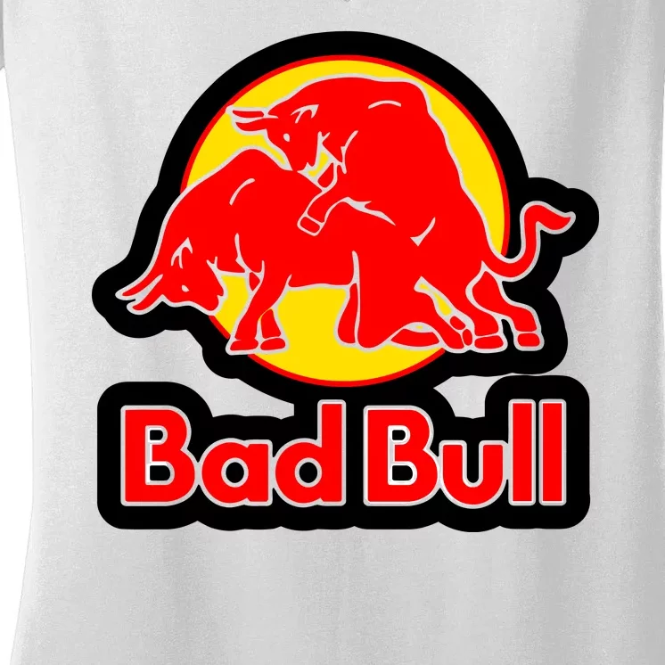 Bad Bull Funny Adult Humor Women's V-Neck T-Shirt