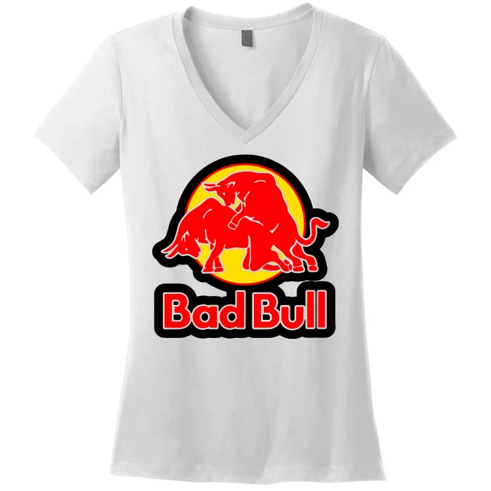 Bad Bull Funny Adult Humor Women's V-Neck T-Shirt