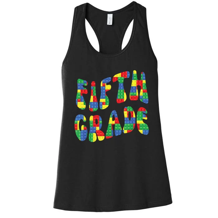 Building Bricks Fifth Grade 5 Boy Teacher Master Builder Women's Racerback Tank