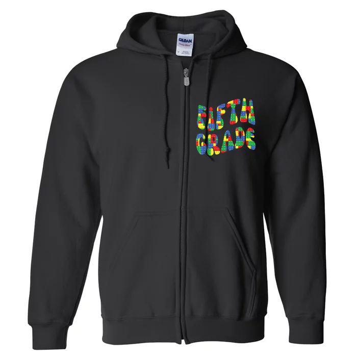 Building Bricks Fifth Grade 5 Boy Teacher Master Builder Full Zip Hoodie