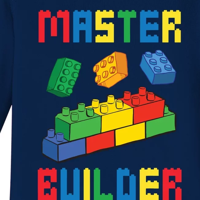 Brick Builder Funny Blocks Building Master Builder Toys Baby Long Sleeve Bodysuit