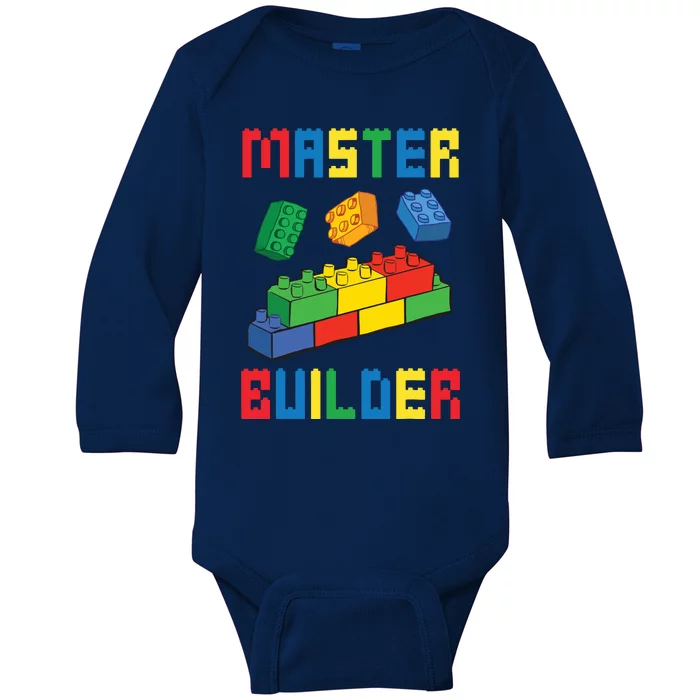 Brick Builder Funny Blocks Building Master Builder Toys Baby Long Sleeve Bodysuit