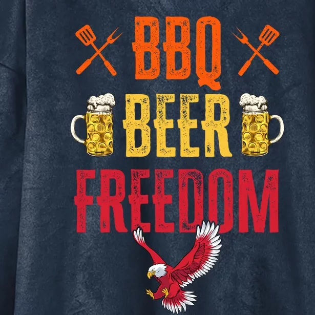 Bbq Beer Freedom Usa America 2020 Proud Patriot Gift Hooded Wearable Blanket