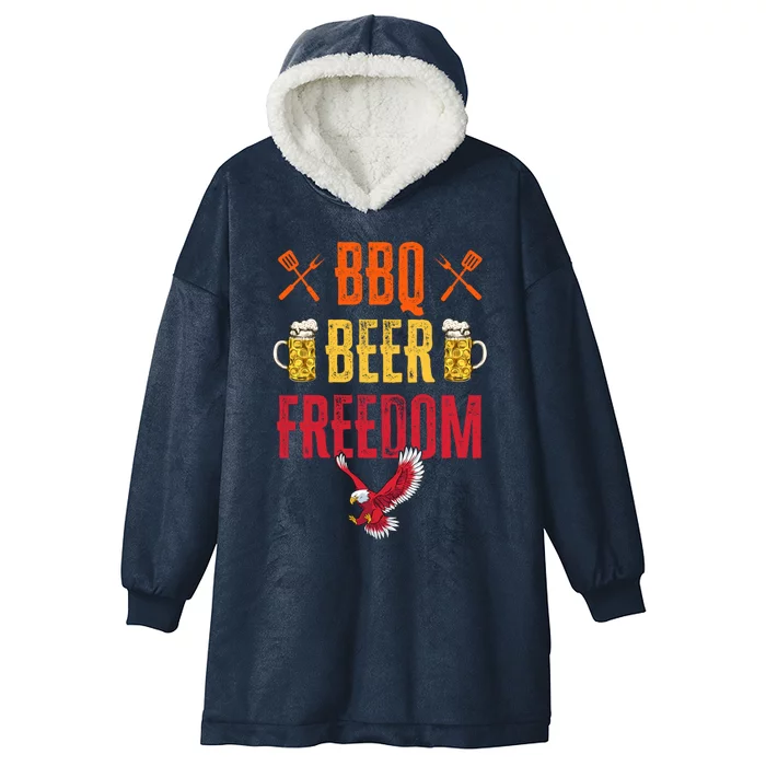 Bbq Beer Freedom Usa America 2020 Proud Patriot Gift Hooded Wearable Blanket