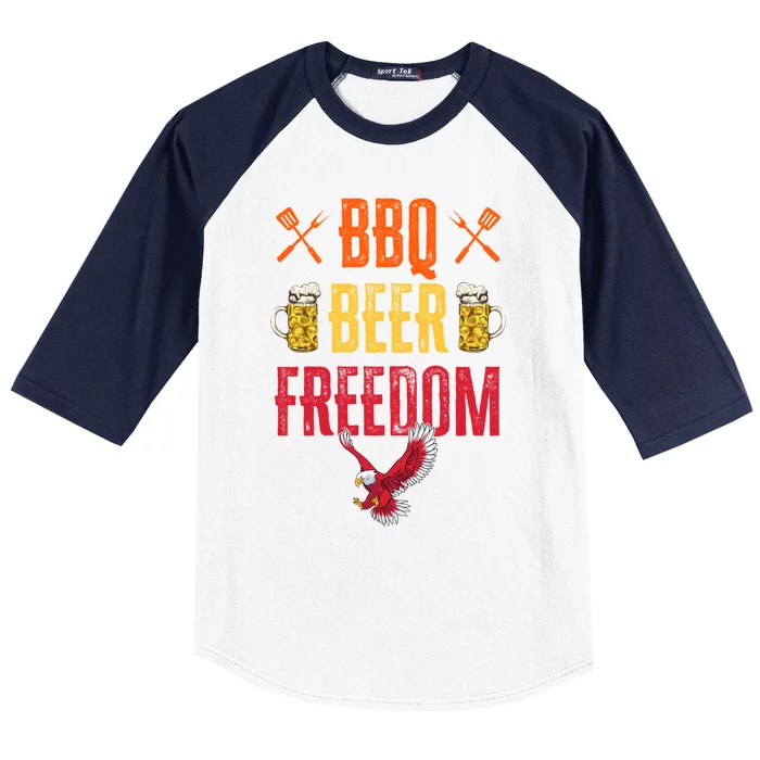 Bbq Beer Freedom Usa America 2020 Proud Patriot Gift Baseball Sleeve Shirt