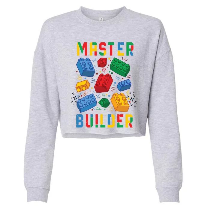 Brick Builder Funny Blocks Master Builder Cropped Pullover Crew