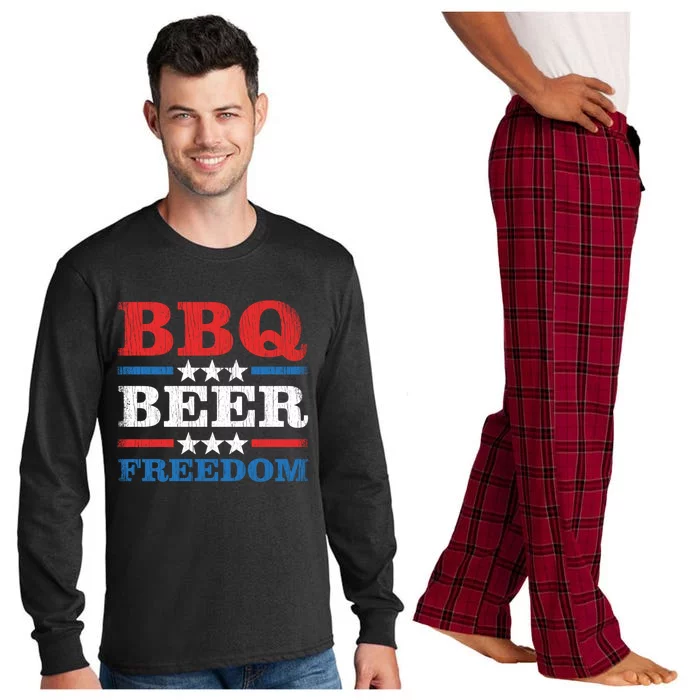 Bbq Beer Freedom Usa Party Gift Long Sleeve Pajama Set