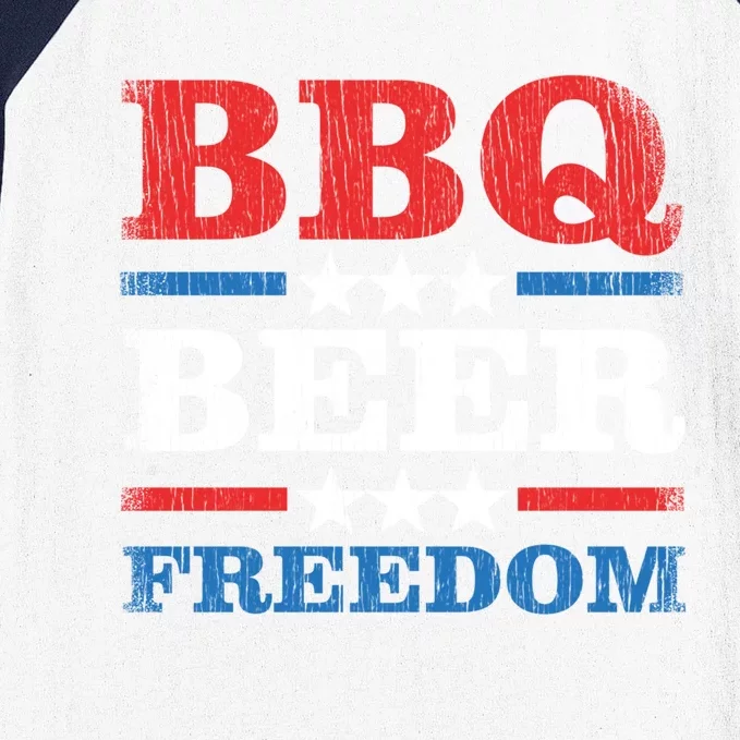 Bbq Beer Freedom Usa Party Gift Baseball Sleeve Shirt