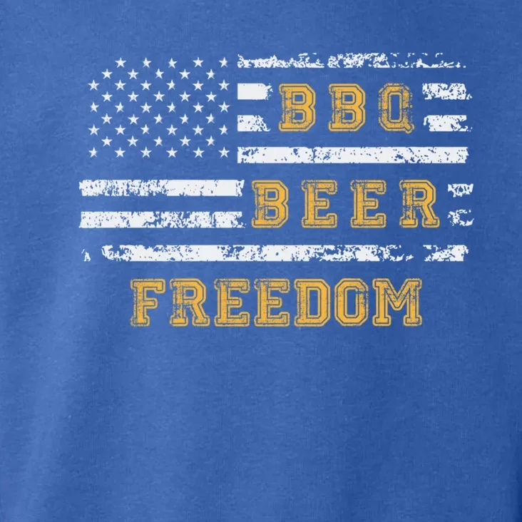 Bbq Beer Freedom With Distressed Usa Flag Meaningful Gift Toddler Hoodie