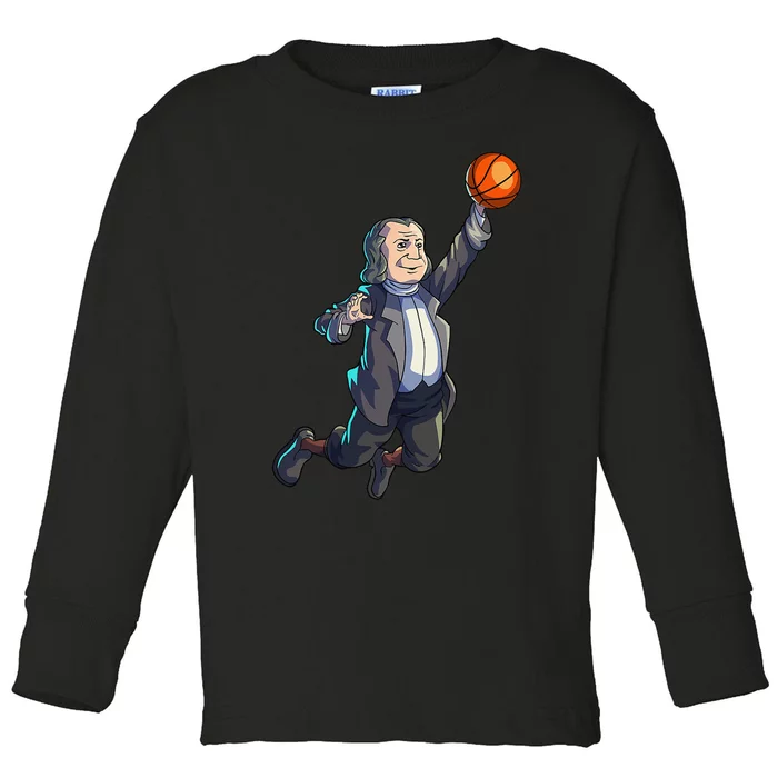 Basketball Ben Franklin 4th Of July Basketball Toddler Long Sleeve Shirt