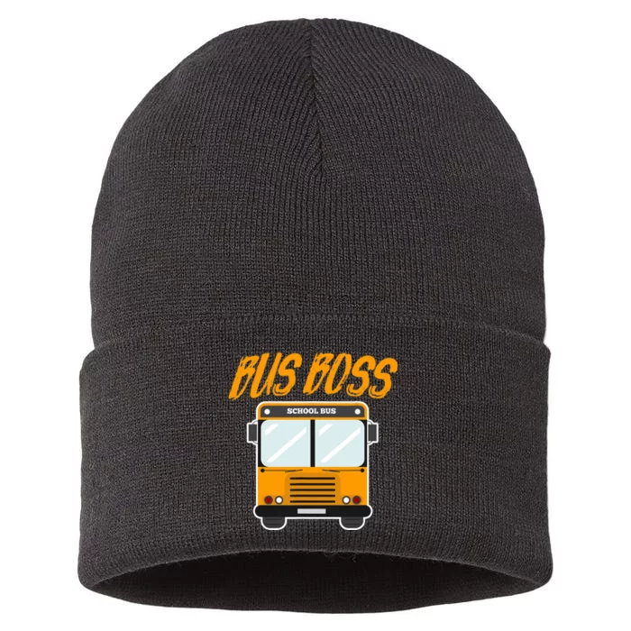 Bus Boss Funny School Bus Driver Sustainable Knit Beanie