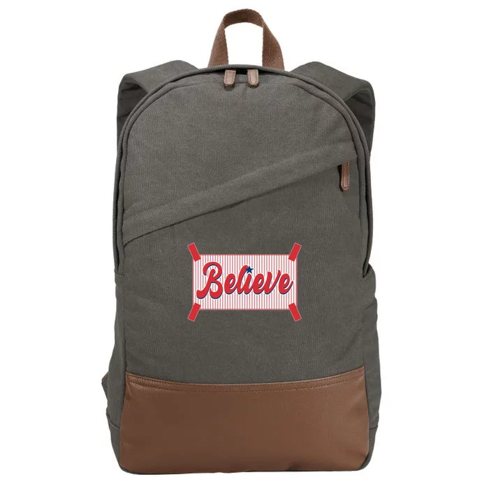 Believe Baseball Fan Philadelphia Baseball Cotton Canvas Backpack