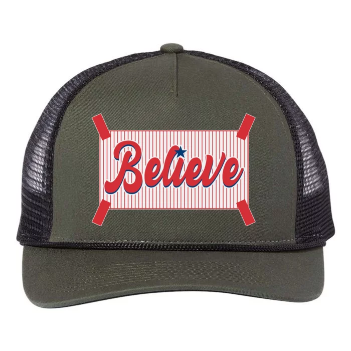 Believe Baseball Fan Philadelphia Baseball Retro Rope Trucker Hat Cap