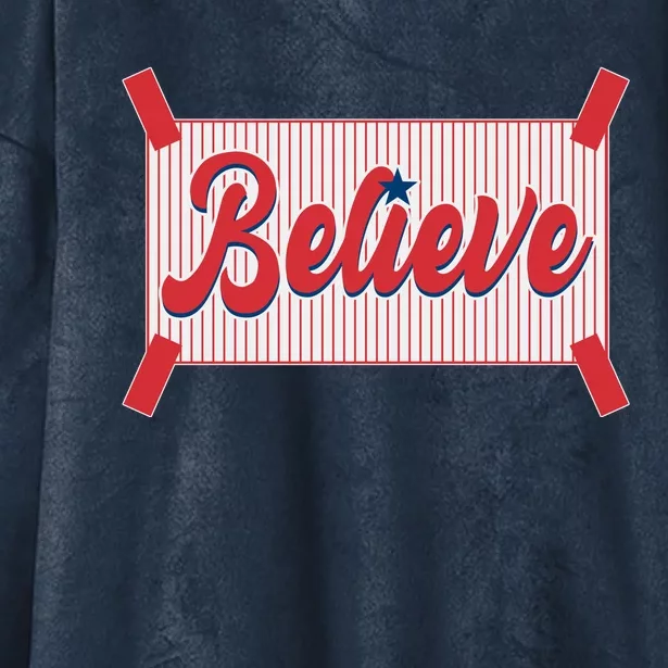 Believe Baseball Fan Philadelphia Baseball Hooded Wearable Blanket