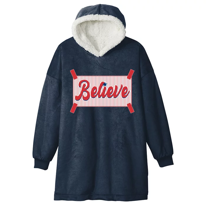 Believe Baseball Fan Philadelphia Baseball Hooded Wearable Blanket