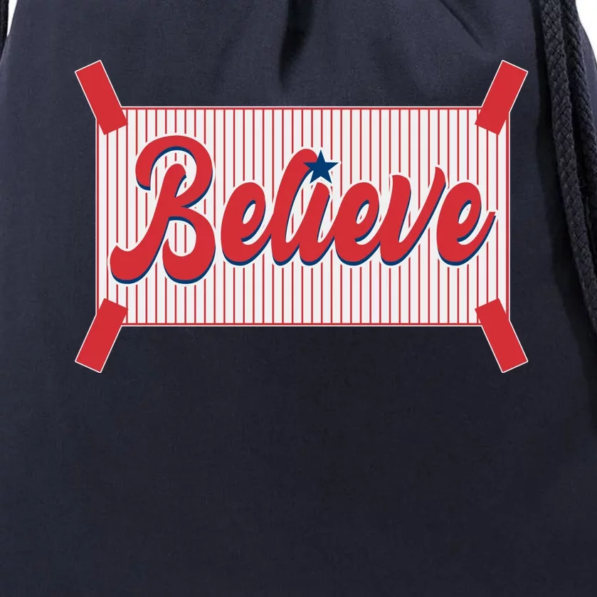 Believe Baseball Fan Philadelphia Baseball Drawstring Bag