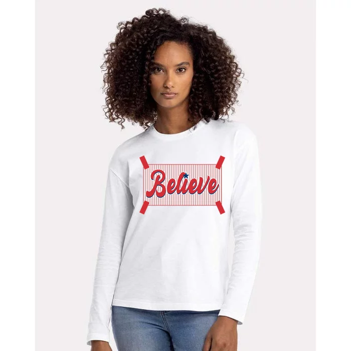 Believe Baseball Fan Philadelphia Baseball Womens Cotton Relaxed Long Sleeve T-Shirt