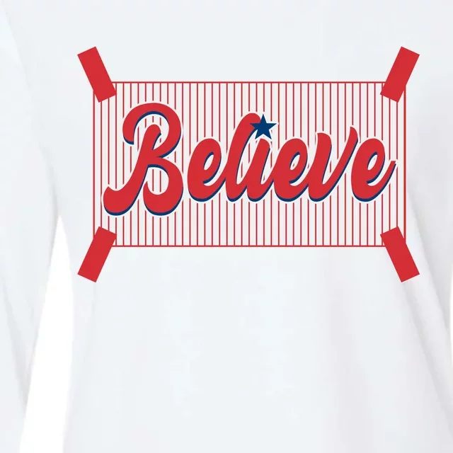 Believe Baseball Fan Philadelphia Baseball Womens Cotton Relaxed Long Sleeve T-Shirt