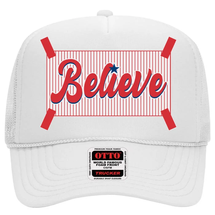 Believe Baseball Fan Philadelphia Baseball High Crown Mesh Trucker Hat