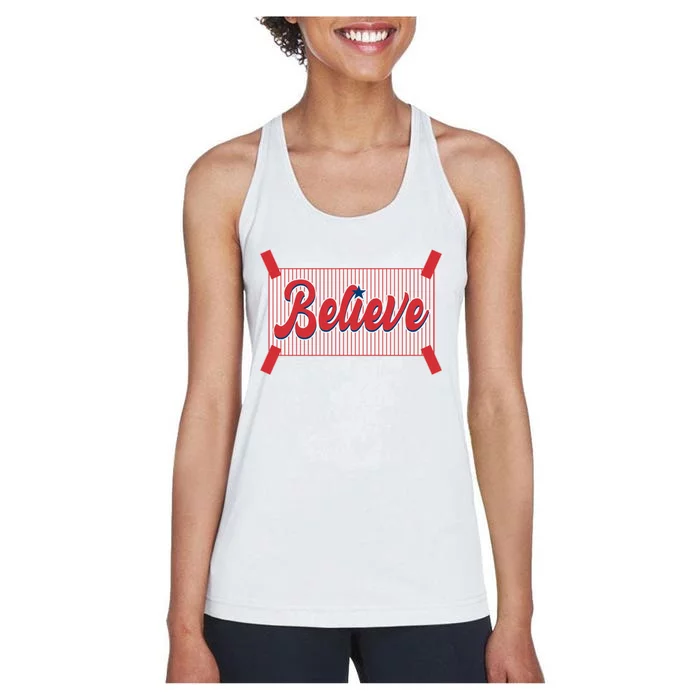 Believe Baseball Fan Philadelphia Baseball Women's Racerback Tank