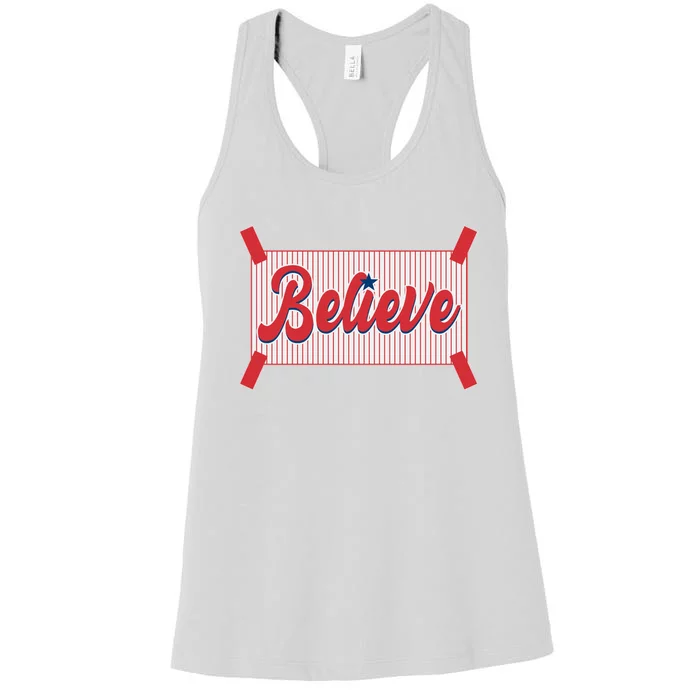 Believe Baseball Fan Philadelphia Baseball Women's Racerback Tank