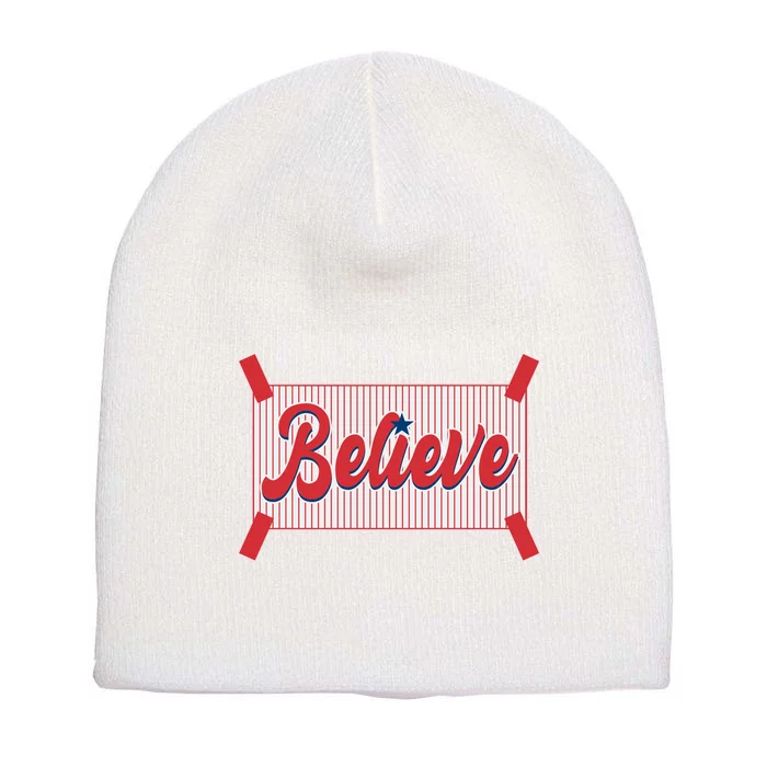 Believe Baseball Fan Philadelphia Baseball Short Acrylic Beanie