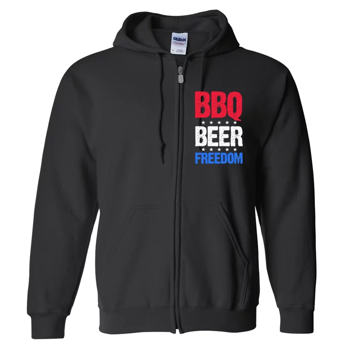 BBQ Beer Freedom 4th of July USA America American Full Zip Hoodie